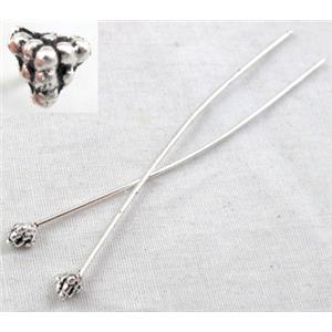 Tibetan Silver pin Charms Non-Nickel, 55mm length, pinhead:4x4x3.5mm