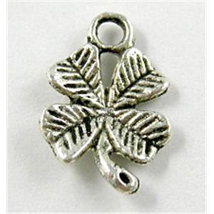 four-leaf clover, Tibetan Silver pendant Non-Nickel, 10x15mm