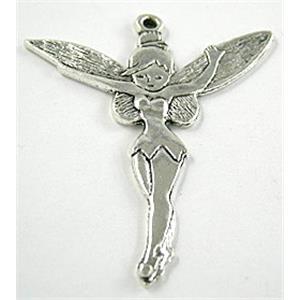 Tinkerbell Fairy Charm, Tibetan Silver pendant Non-Nickel, 45x50mm