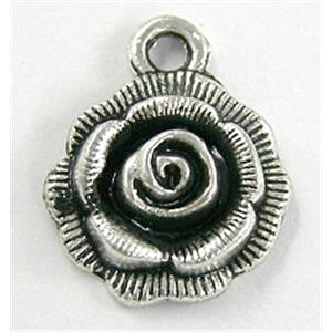 Tibetan Silver Flower pendant Non-Nickel, 14.5mm dia