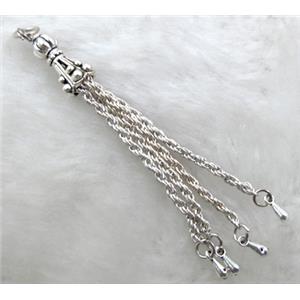Tibetan Silver chain tassel pendant non-nickel, 70mm length