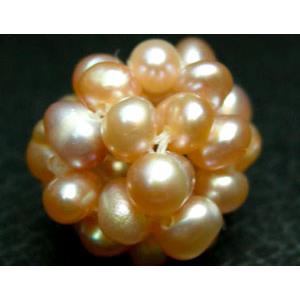 freshwater pearl bead ball, cluster, lt.purple, 14mm ball, 4mm beads
