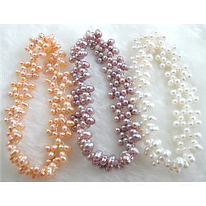 Handcraft Cluster Pearl Bracelet, elastic, Mixed color, 60mm dia, 15mm wide
