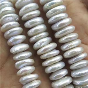 Freshwater Pearl heishi beads, white, approx 12-13mm