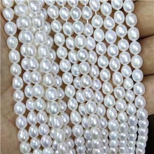 white Freshwater Pearl rice beads, approx 5-6mm