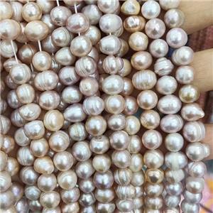 Natural Freshwater Pearl Beads C-Grade, approx 9-10mm, 35cm length