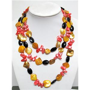 fashion Pearl Necklace with glass, shell bead, 160cm (64  inch) length
