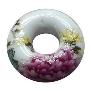 Porcelain donut pendant, approx 33mm dia