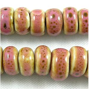Oriental Porcelain Rondelle Beads, 8.5mm dia, 5mm thick, 90pcs per st