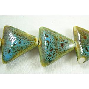 Turquoise Color Oriental Porcelain Charm Beads, 25x20mm, 17pcs per st