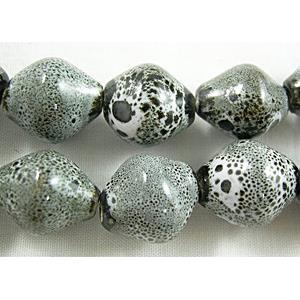 Oriental Porcelain Round Bicone Beads, 12x14mm,28pcs per st