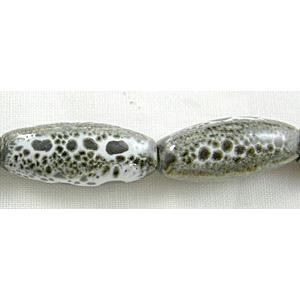 Oriental Porcelain Oval Beads, 8x19mm, 20pcs per st