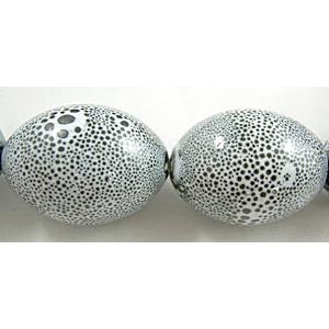 Oriental Porcelain Oval Beads, 20.5mm dia, 26mm high,14pcs per st
