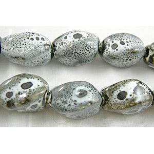 Oriental Porcelain Twist Beads, 10x16mm, 25pcs per st