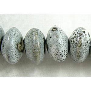 Oriental Porcelain Rondelle Beads, 12x7.5mm, 54pcs per st