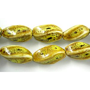 Oriental Porcelain Twist Rice Beads, 13x21mm, 19pcs per st