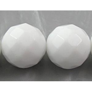 White Porcelain Beads, faceted round, 14mm dia, approx 28pcs per st