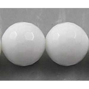 White Porcelain Beads, faceted-round, 4mm dia, approx 100pcs per st