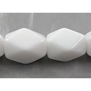 White Porcelain Beads, faceted, erose, 8x12mm, approx 32pcs per st
