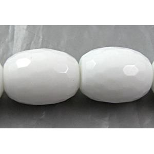 White Porcelain Beads, faceted, 12x16mm, approx 25pcs per st