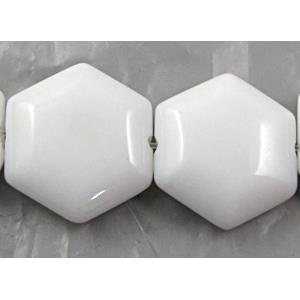 White Porcelain Beads, faceted, 16mm dia, approx 25pcs per st