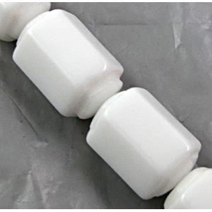 White Porcelain Beads, faceted, 10x16mm, approx 27pcs per st