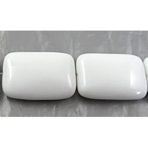 White Porcelain Beads, rectangle, 18x25mm, approx 16pcs per st