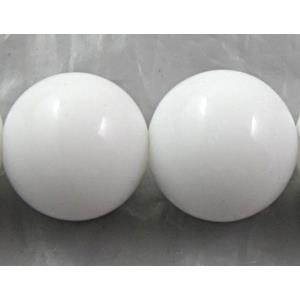 White Porcelain Beads, round, 12mm dia, approx 33pcs per st