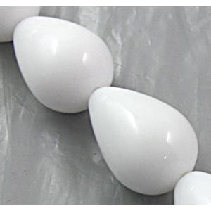 White Porcelain Beads, drop, 13x18mm, approx 22pcs per st