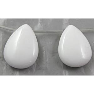 White Porcelain Beads, flat drop, 15x20mm, approx 20pcs per st