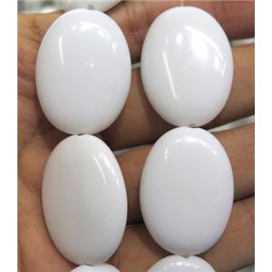 White Porcelain Beads, oval, approx 12x16mm