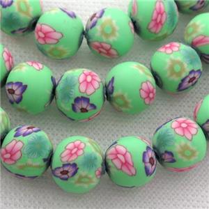 green Polymer Clay Fimo Beads, round, approx 12mm dia, 32pcs per st