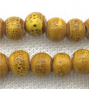 yellow Oriental Porcelain beads, round, approx 12mm dia, 30pcs per st