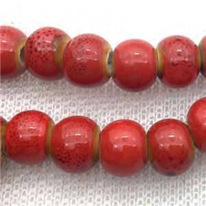 red Oriental Porcelain beads, round, approx 12mm dia, 30pcs per st