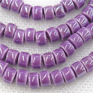 Oriental Porcelain heishi beads, purple enamel, electroplated, approx 5x7mm, 75pcs per st