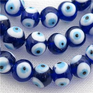 handmade dp.blue Lampwork Glass round Beads with evil eye, approx 8mm dia
