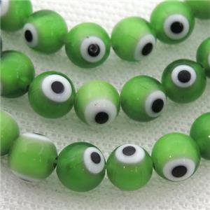 round green Lampwork Glass Beads with evil eye, approx 6mm dia