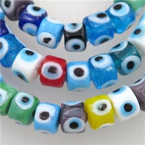 handmade Lampwork Glass Beads with evil eye, rondelle, mix color, approx 6-9mm, 40pcs per st