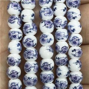 Porcelain beads, round, approx 6mm dia