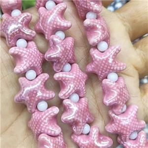 peach Porcelain Starfish Beads, electroplated, approx 17-20mm, 22pcs per st