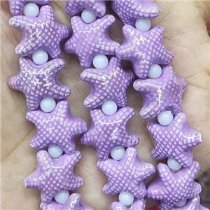 purple Porcelain Starfish Beads, electroplated, approx 17-20mm, 22pcs per st