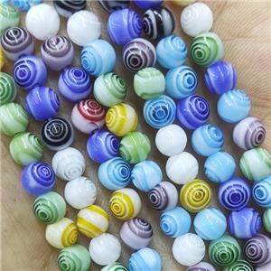 Mix Color Lampwork Glass Swirl Beads Round Smooth, approx 6mm dia