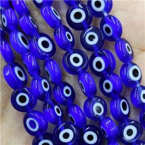 RoyalBlue Lampwork Glass Circle Beads Evil Eye, approx 6mm