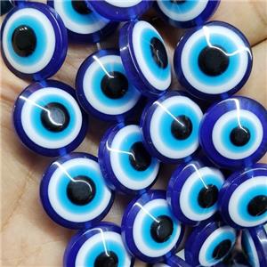 Blue Resin Circle Evil Eye Beads, approx 20mm, 20pcs per st