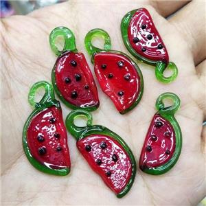 Red Lampwork Glass Watermelon Pendant, approx 12-28mm