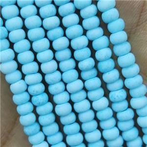 Teal Lampwork Glass Rondelle Beads Matte, approx 4mm