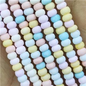 Multicolor Lampwork Glass Rondelle Beads Matte, approx 4mm