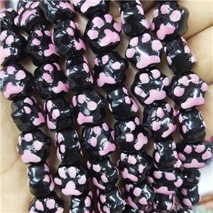 Black Lampwork Glass Paws Beads, approx 13-15mm