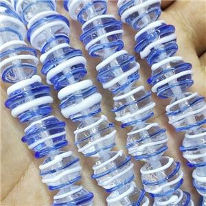 Round Lampwork Glass Beads Blue Line, approx 12mm dia