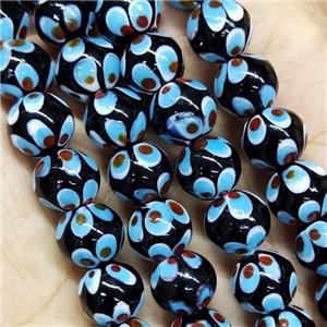 Round Lampwork Glass Beads Blackblue, approx 12mm dia